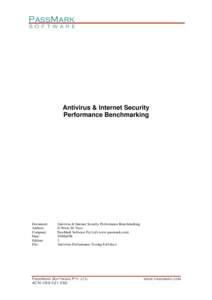 PassMark S O F T W A R E Antivirus & Internet Security Performance Benchmarking