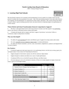 North Carolina State Board of Education[removed]Biennial Budget Priorities[removed]Request 1. Assisting High Need Schools