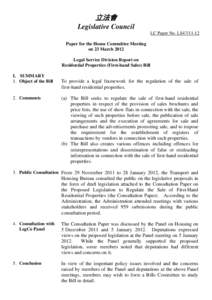 立法會 Legislative Council LC Paper No. LS47[removed]Paper for the House Committee Meeting on 23 March 2012 Legal Service Division Report on