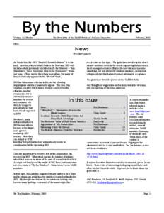 By the Numbers Volume 13, Number 1 The Newsletter of the SABR Statistical Analysis Committee  February, 2003