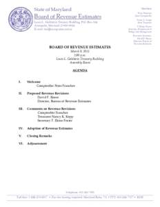 Members  State of Maryland Board of Revenue Estimates Louis L. Goldstein Treasury Building, P.O. Box 466