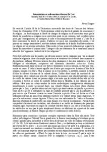 Soumission et subversion devant la Loi Communication du 15 octobre 2003, au colloque sur la Laïcité, à l’institut Martin Buber (ULB) de Bruxelles Rivon Krygier En vertu de l’article 18 de la Déclaration universel