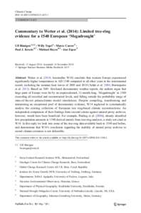 Climatic Change DOIs10584C O M M E N TA RY Commentary to Wetter et al): Limited tree-ring evidence for a 1540 European ‘Megadrought’