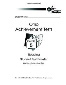Revised October[removed]Student Name: _____________________________________ Ohio Achievement Tests
