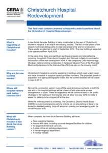 Christchurch Hospital Redevelopment fact sheet