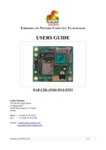 EMBEDDED AND NETWORK COMPUTING TECHNOLOGIES  USERS GUIDE DAB-USB-A9260-WLS-WIFI Calao Systems