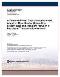SANDIA REPORT SAND2012-9487 Unlimited Release Printed November[removed]A Demand-driven, Capacity-constrained,