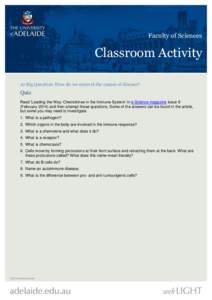 Faculty of Sciences  Classroom Activity 10 Big Question: How do we unravel the causes of disease?  Quiz