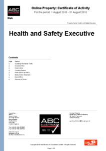 Online Property: Certificate of Activity For the period: 1 August[removed]August 2010 Web Property Name: Health and Safety Executive  Health and Safety Executive