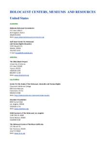 Microsoft Word - Holocaust Centers, Museums and Resources.doc