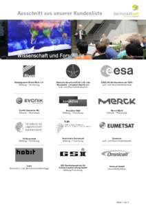 Ausschnitt aus unserer Kundenliste  Copyright Eumetsat Bildungswerk Rhein/Main e.V. Bildung / Forschung