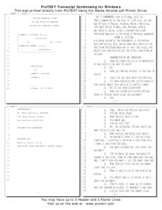 ProTEXT Transcript Condensing for Windows This was printed directly from ProTEXT Using the Adobe Acrobat pdf Printer Driver SHEET 1 PAGE 1