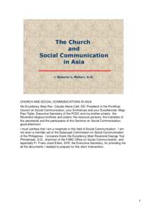 The Church and Social Communication in Asia + Roberto C. Mallari, D.D.