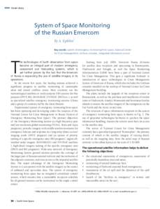 Cover story  System of Space Monitoring of the Russian Emercom By A. Epikhin1 Key words: system of emergency monitoring from space, National Center