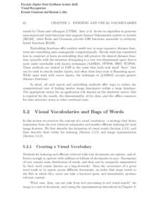 Excerpt chapter from Synthesis lecture draft: Visual Recognition Kristen Grauman and Bastian Leibe. 62  CHAPTER 5. INDEXING AND VISUAL VOCABULARIES