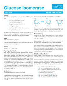 Glucose Isomerase User Guide								 Overview