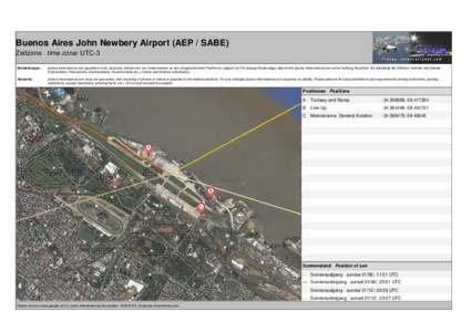 Buenos Aires John Newbery Airport (AEP / SABE) Zeitzone time zone: UTC-3 Bemerkungen: planes-international.com garantiert nicht, dass das Aufnehmen von Videomaterial an den eingezeichneten Positionen möglich ist. Für e