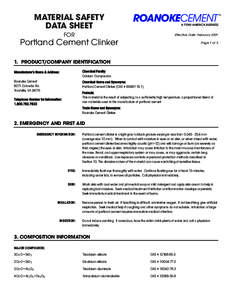 MATERIAL SAFETY DATA SHEET ROANOKECEMENT  FOR