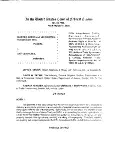 Beres v. United States, No. 03-785L, Filed: March 16, 2005