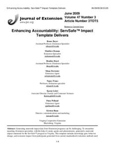 Enhancing Accountability: ServSafe™ Impact Template Delivers[removed]:53:05 June 2009 Volume 47 Number 3