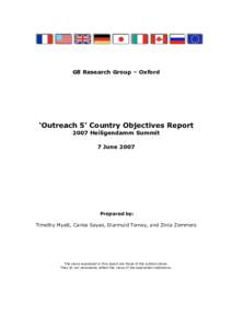 G8 Research Group – Oxford  ‘Outreach 5’ Country Objectives Report 2007 Heiligendamm Summit 7 June 2007