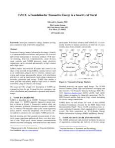 TeMIX: A Foundation for Transactive Energy in a Smart Grid World Edward G. Cazalet, PhD The Cazalet Group 101 First Street, Suite 552 Los Altos, CA 94022 