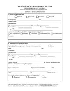 Consolidated Dredging_dredged Material Reuse/Disposal Application