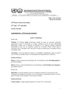 International Criminal Tribunal for Rwanda Tribunal Pénal International pour le Rwanda UNITED NATIONS NATIONS UNIES  Arusha International Conference Centre