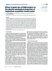 építôanyag § Journal of Silicate Based and Composite Materials  Effect of grain size of MgO powder on the physico-mechanical properties of magnesium oxysulfate cement paste