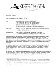 California statutes / California Mental Health Services Act / California Proposition 63