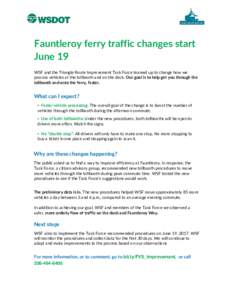 Fauntleroy Ferry Traffic Patterns to Change June