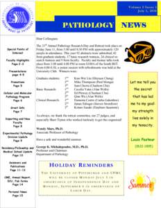 Volume 5 Issue 1 July 1, 2010 PATHOLOGY  NEWS