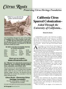 Citrus Roots  Preserving Citrus Heritage Foundation California Citrus Spurred Colonization–