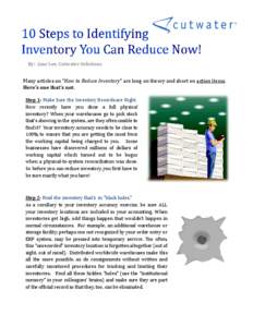 10 Steps to  Identifying Inventory  You Can Reduce Now!