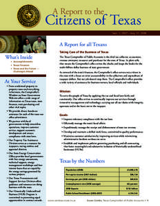A Report to the  Citizens of Texas Sept. 1, 2007 – Aug. 31, 2008  A Report for all Texans