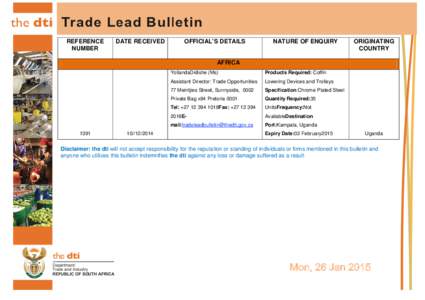 REFERENCE NUMBER DATE RECEIVED  OFFICIAL’S DETAILS