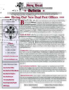 •••• Saving Our New Deal Post Offices •••• AUGUST 2013 NNDPA  P.O. Box 602