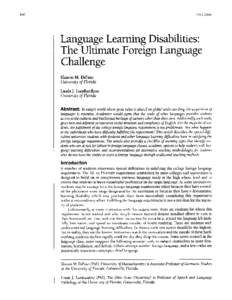 Language Learning Disabilities: The Ultimate Foreign Language Challenge