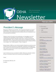 OEHA  Ohio Environmental Health Association  Newsletter