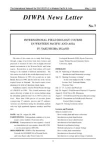 The International Network for DIVERSITAS in Western Pacific & Asia  May 1, 1998 DIWPA News Letter No. 7