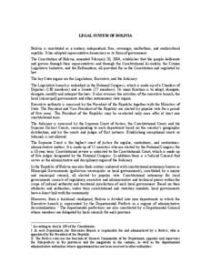 Law / Government of Bolivia / Local government / Ombudsman / Politics of Bolivia / Constitutional Court of Korea / Bolivia / Constitution of Bolivia / Government