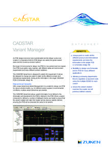 CADSTAR Variant Manager D A T A S H E E T BENEFITS 