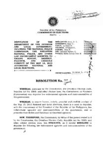 Republic of the Philippines COMMISSION ON ELECTIONS Manila , DEPUTATION OF