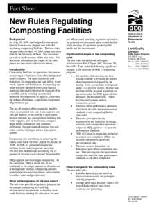 Fact Sheet  New Rules Regulating Composting Facilities Background On Aug. 20, 2009, the Oregon Environmental