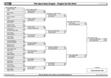 Fife Open Boys Singles - SinglesLast 32 - Best of 5 legs 1 Mathew Russell bye 2