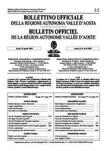 N.	16 N°	16 Bollettino Ufficiale della Regione Autonoma Valle d’Aosta Bulletin Officiel de la Région autonome Vallée d’Aoste