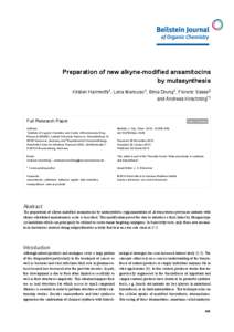 Preparation of new alkyne-modified ansamitocins by mutasynthesis Kirsten Harmrolfs1, Lena Mancuso1, Binia Drung1, Florenz Sasse2