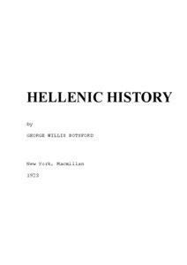 HELLENIC HISTORY by GEORGE WILLIS BOTSFORD