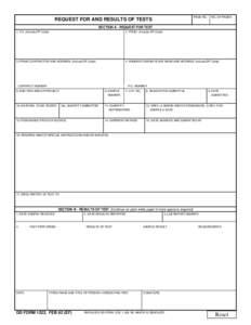 PAGE NO.  REQUEST FOR AND RESULTS OF TESTS NO. OF PAGES