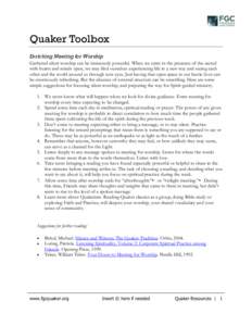 Quakers / Book of Discipline / Human behavior / Worship / Christianity / Religion / Meeting for worship